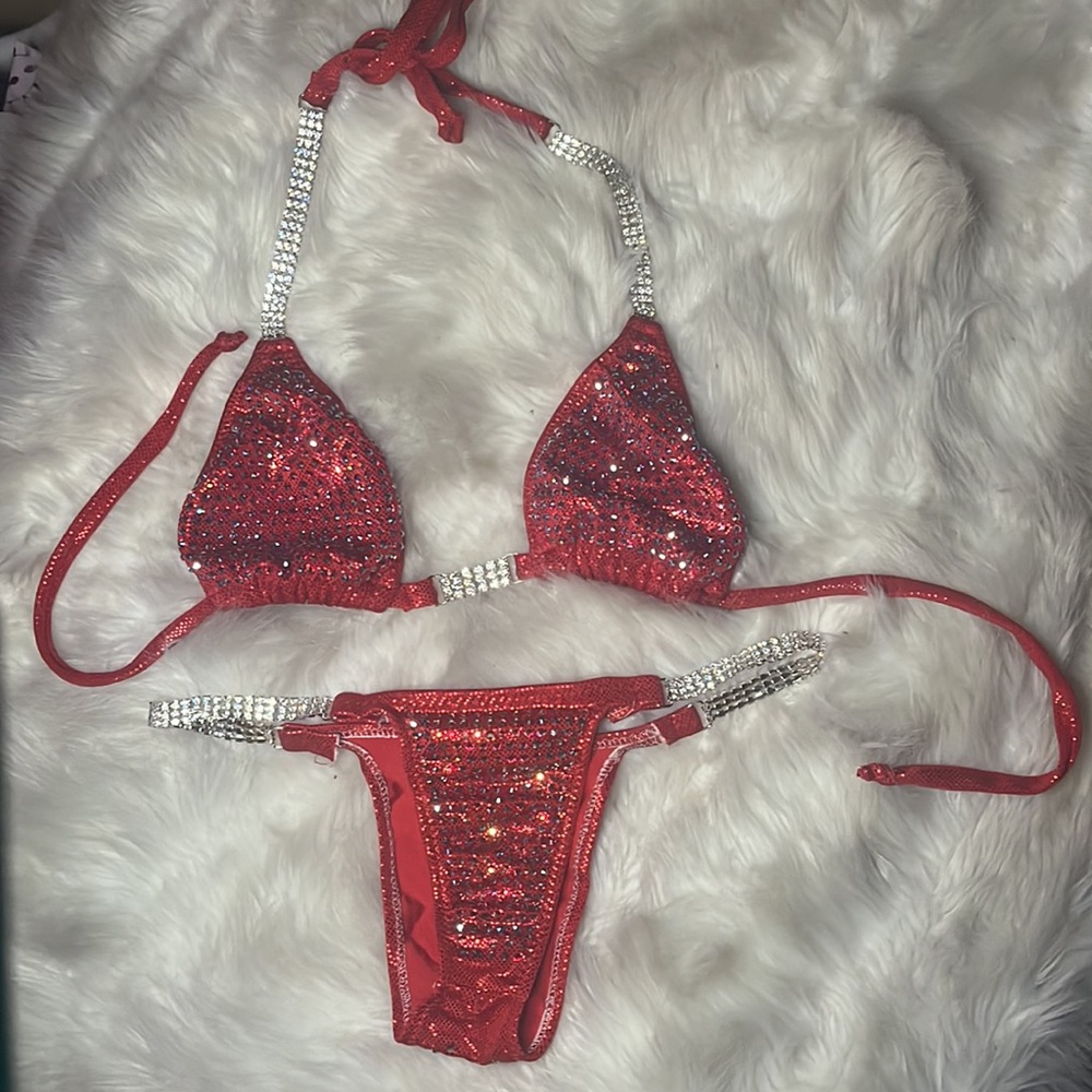 Red Swarovski Crystal Bikini Competition Suit Cj’s Elite Suits